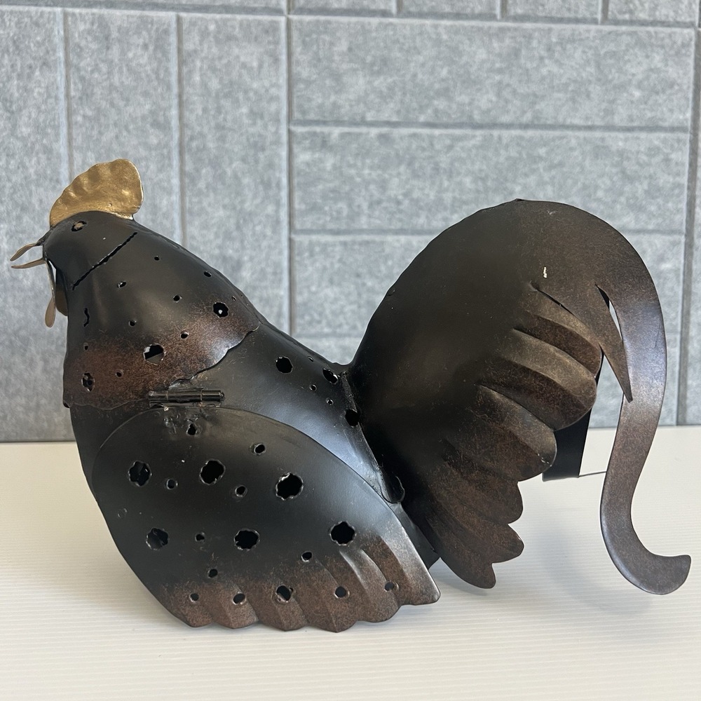 Rustic Metal Rooster Tea Light Candle Holder Farmhouse Home Primitive Decor